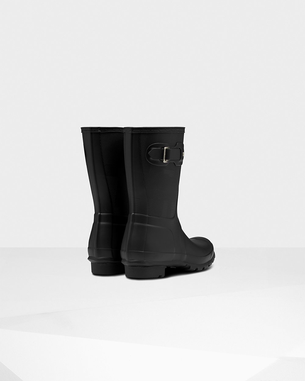 Womens Short Rain Boots - Hunter Original Exploded Logo Texture (27BCJMRLS) - Black